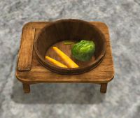 Pet bowl containing vegetables or grains