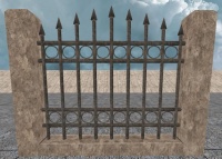 A Rendered high iron fence