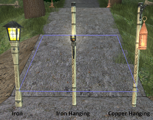 Iron, Iron Hanging and Copper Hanging Lamps.