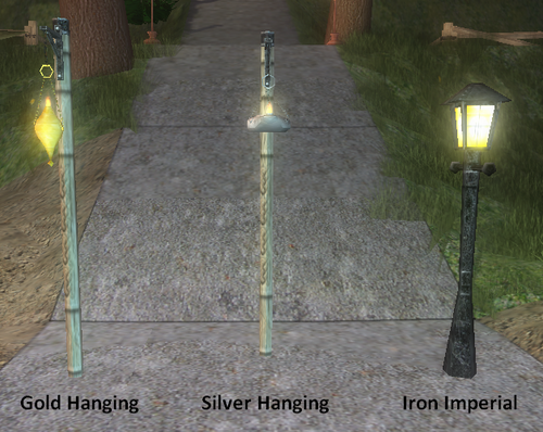 Gold Hanging, Silver Hanging and Iron Imperial Street Lamps.