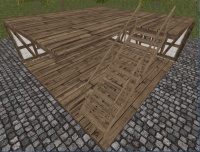 A Wooden plank right staircase