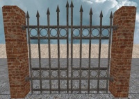 A Pottery high iron fence gate