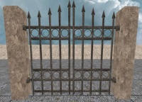 A Rendered high iron fence gate