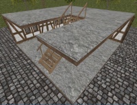 A Stone slab left staircase