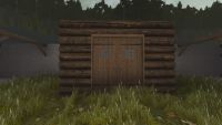 A Rustic log double door